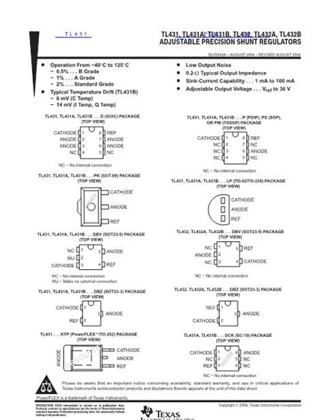 Tl431 Datasheet Pdf文件下载 芯片资料查询 维库电子市场网