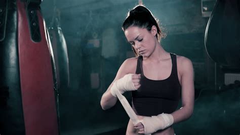 Female Boxer Preparing For Training In Boxing Club Stock Footage Video ...