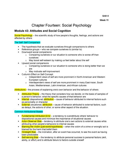 Chapter Notes Social Psychology Unit Week Chapter Fourteen