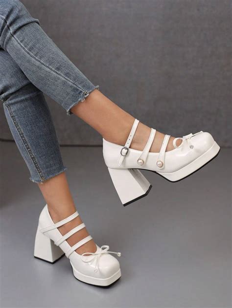 Nouvelles Chaussures à Brides Carrées Vintage pour Femmes Talons Épais Nude Rétro à