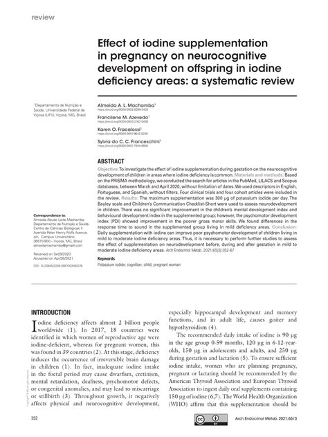 Pdf Effect Of Iodine Supplementation In Pregnancy On Neurocognitive Development On Offspring