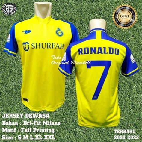 Jual Jersey Al Nasr Ronaldo Terbaru 2022 2023 Jersey Al Nasr Home Away Jersey Olahraga