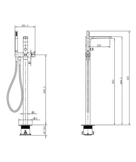 Cersanit inverto bateria wannowa wolnostojąca chrom uchwyty 2 design in