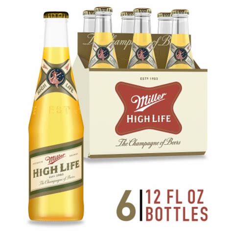 Miller High Life Beer American Lager Beer, 6 bottles / 12 fl oz - Fry’s ...