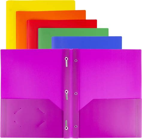 Amazon Sooez Pack Pocket Folder With Prongs Heavy Duty Plastic