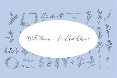 Wild Flowers Line-art Clipart Graphic by EDDI · Creative Fabrica