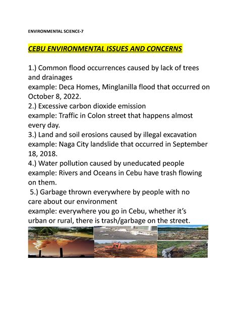 CEBU Environmental Issues AND Concerns - ENVIRONMENTAL SCIENCE- CEBU