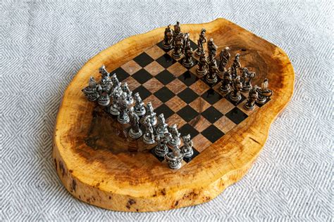 Solid Wood Chess Set With Metal Roman Figures Personalized - Etsy