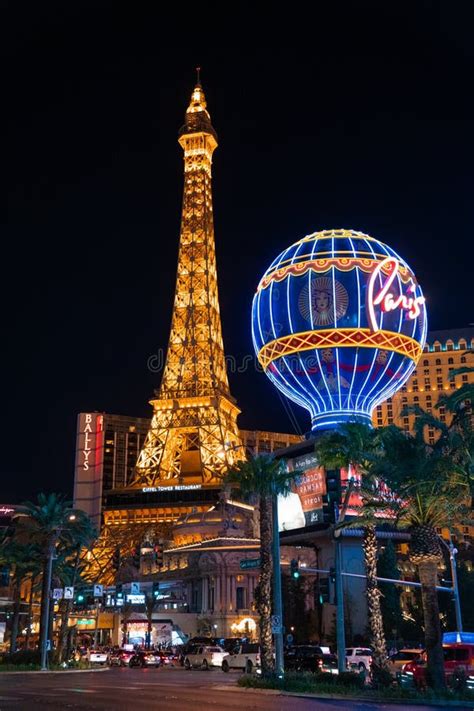 Beautiful Las Vegas Night View the Eiffel Tower Down the Strip ...