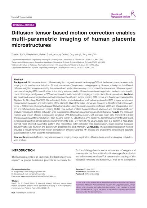 PDF Diffusion Tensor Based Motion Correction Enables Multi Parametric