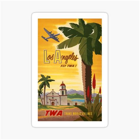 Vintage Los Angeles Travel Poster Sticker By Pictureitdesign Redbubble