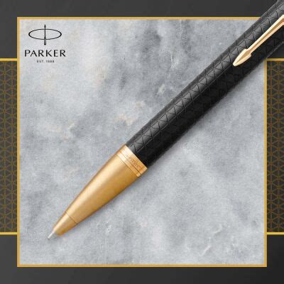 Ballpoint Pen Parker Im Premium Black Etched Gold Trim Blue Ink