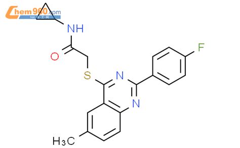 606131 52 6 9ci n 环丙基 2 2 4 氟苯基 6 甲基 4 喹唑啉 硫代 乙酰胺化学式结构式分子式mol