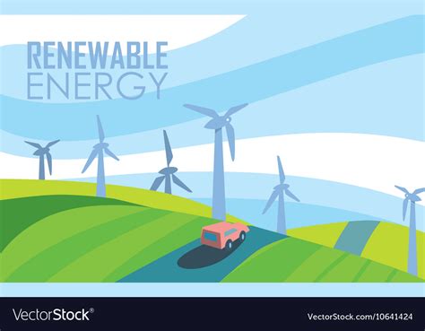 Renewable Energy Banner Wind Power Generation Vector Image