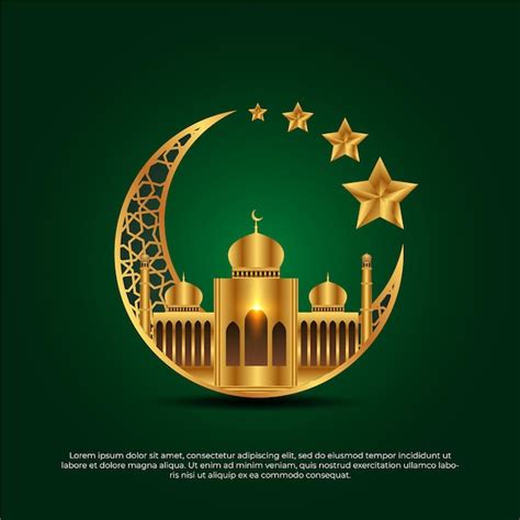 D Eid Al Adha Mubarak Gr Ne Goldene Moschee Mondstern Islamischer