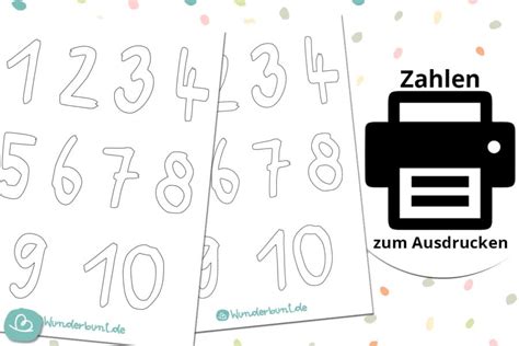 Zahlen zum Ausdrucken 0-100 in PDFs - Wunderbunt.de