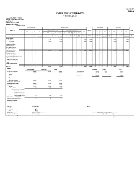 Fillable Online FAR No 4 MONTHLY REPORT OF DISBURSEMENTS For Fax