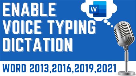 Enable Voice Typing In Word 20212019 2016 2013 With Windows 11 Youtube