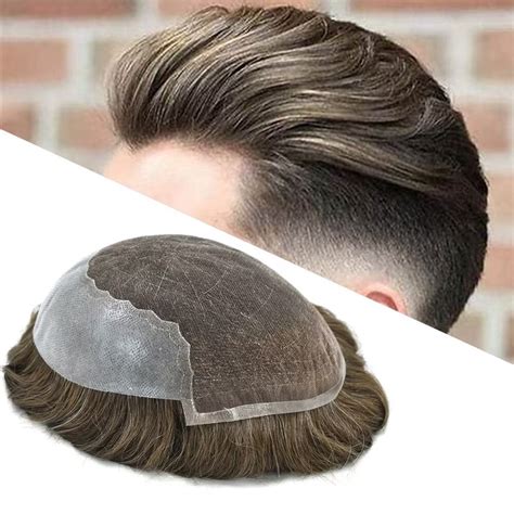 Lyrical Hair Toupee For Men French Lace Front Mens Toupee Human Hair Replacement System Lace