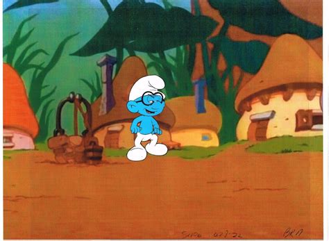 SMURFS 1980's Cartoon Animation Original Production Cel ~SMF-0061 ...