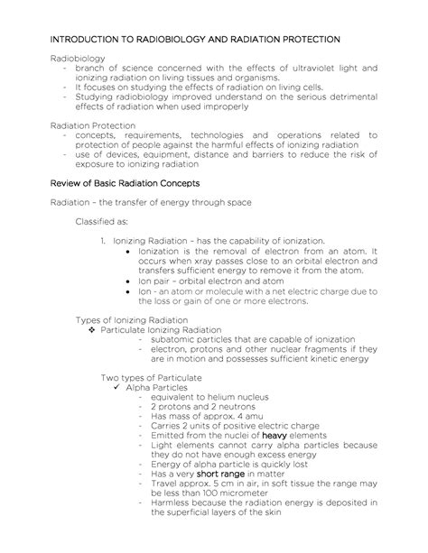 Radiobiology Notes - INTRODUCTION TO RADIOBIOLOGY AND RADIATION ...