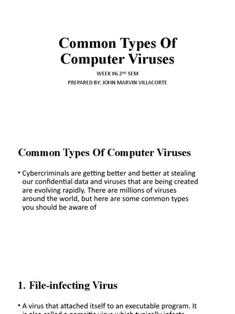 WEEK #6 Common Types of Computer Viruses | PDF