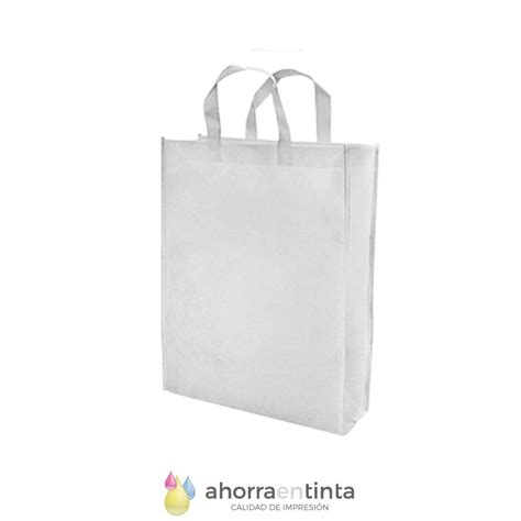 Bolsa Blanca De Tela De Poliester Con Asas Cortas X Cm