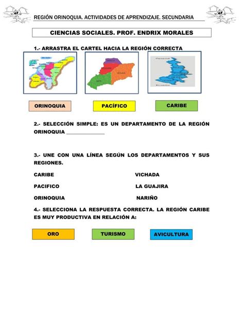 Regiones De Colombia Interactive Worksheet