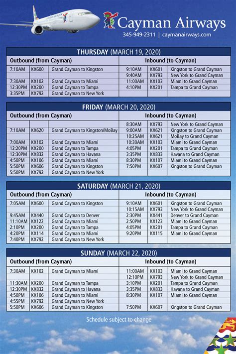 Cayman Airways - Cayman Airways jet flight schedule adjusted