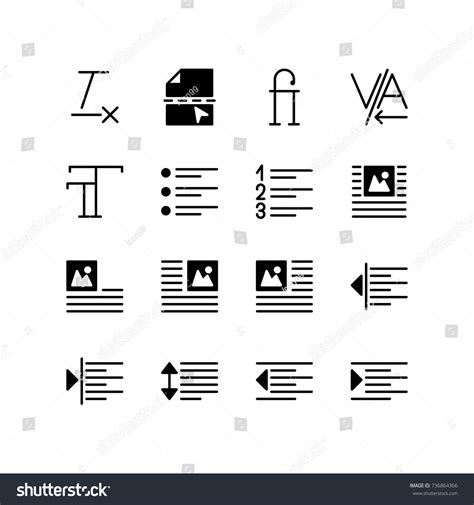 Alignment Word Document Function Set Icons Stock Vector Royalty Free