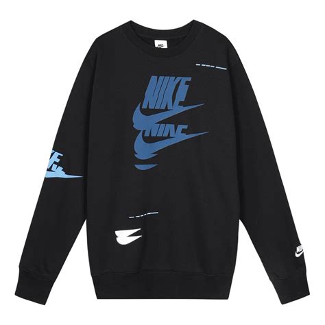 Nike Sportswear Sport Logo Printing Fleece Round Neck Pullover 'Black ...