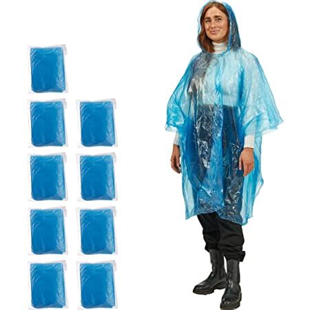 Relaxdays Lot De Ponchos De Pluie Jetables Capuche Pour Homme Et