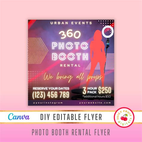 Diy 360 Photo Booth Rental Flyer Editable Canva Template Etsy In 2022 Photo Booth Rental