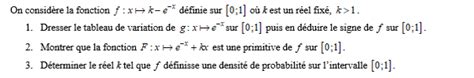 Exercices Corrigés Terminale Complémentaire Loi à Densité Sur Un