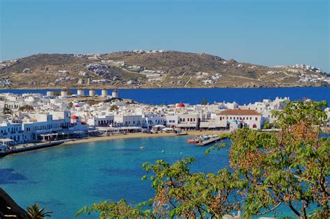 Mykonos Imprezowa Grecka Wyspa Wiatr W Niewielk Greck Wysp