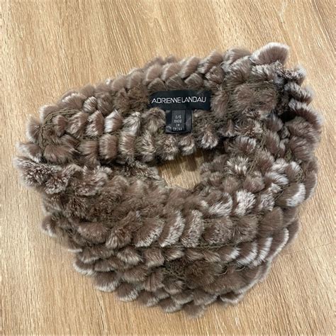 Adrienne Landau Real Fur Rabbit Infinity Scarf Cowl B Gem