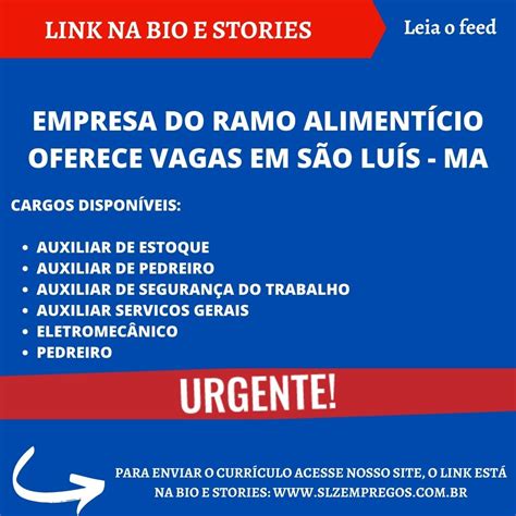 Empresa Do Ramo Aliment Cio Oferece Vagas Em S O Lu S Ma Slz Empregos