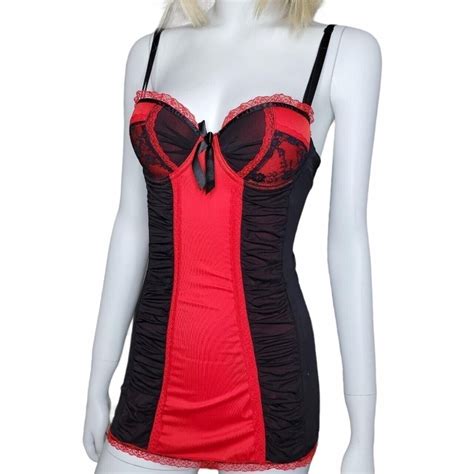 Rampage Intimates Lingerie Small Red Black Babydoll C Gem