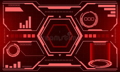 Hud Sci Fi Interface Screen View White Geometric On Red Design Virtual