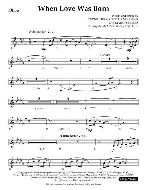 When Love Was Born Choral Anthem Satb Oboe Sheet Music Pdf Lifeway