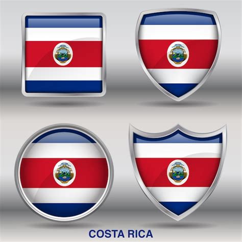 Premium Vector Costa Rica Flag Bevel 4 Shapes Icon