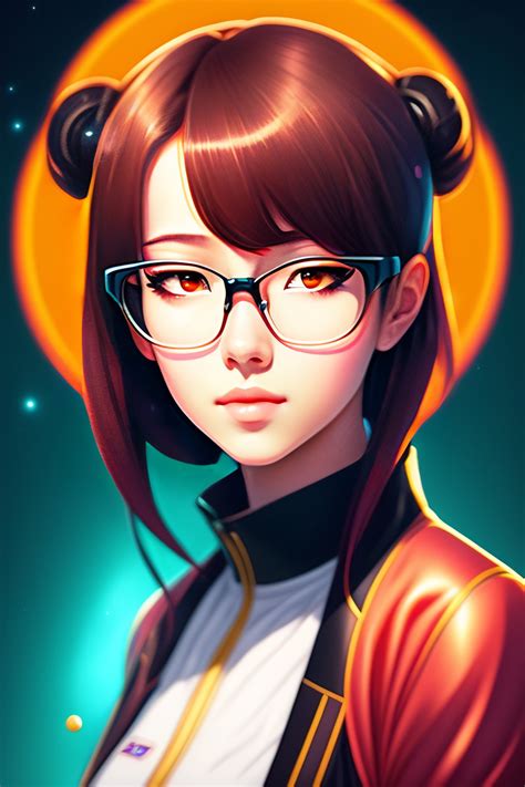 Lexica 1girl Rimless Glasses Forehead Anime Style Evangelion Glasses Refraction Brunette