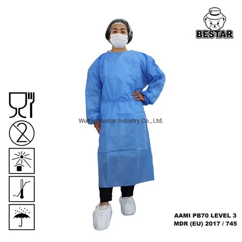 Disposable Non Woven Sms Hospital Medical Isolation Gown With Mdr