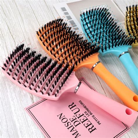 Escova De Cabelo Moderna Profissional Raquete Vazada Cerdas E Nylon