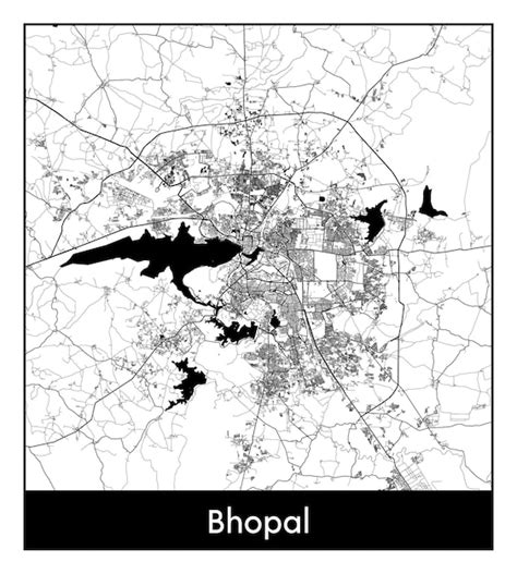 Mapa Mínimo De La Ciudad De Bhopal India Asia Vector Premium