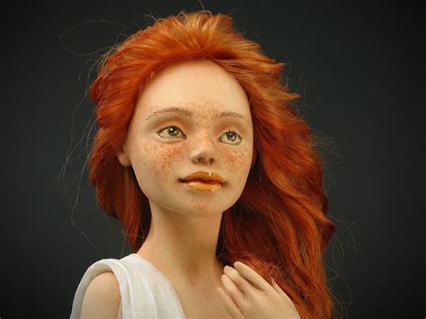 Art Doll Nude Sculpture Interior Doll Red Hair Paper Clay
