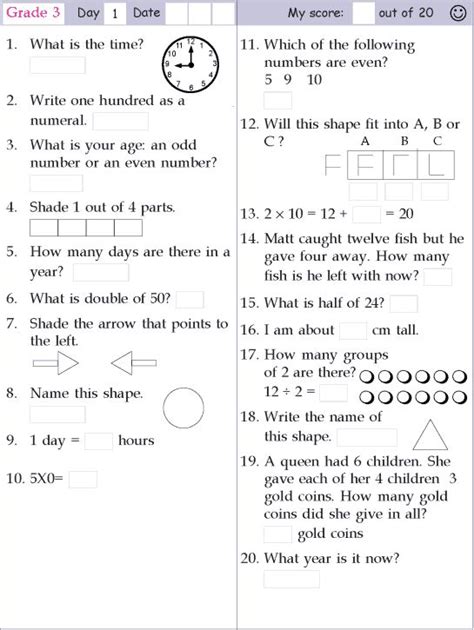 Mental Math Grade 3 Day 1 Mental Maths Worksheets Mental Math Math Worksheet