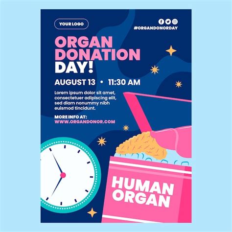 Free Vector Flat World Organ Donation Day Vertical Poster Template