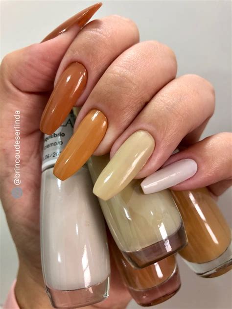 Unhas Multicoloridas Tons De Nude Nails Beauty
