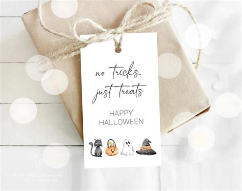 No Tricks Just Treats Halloween T Tag Printable Halloween Treat